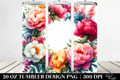 Colorful Watercolor Frame with Peonies | 20 oz Tumbler Product Image 2