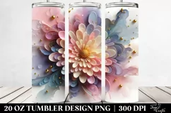Glossy Pastel Chrysanthemum Art, High-Quality 20 Oz Tumbler Product Image 2