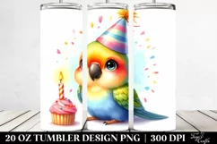 Colorful Baby Parrot Sitting on Party Hat | 20 oz Tumbler Product Image 2