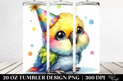 Colorful Baby Parrot Sitting on Party Hat | 20 oz Tumbler Product Image 2