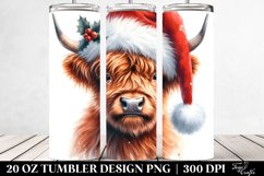 Cool Highland Cow with Santa Hat Clipart Product Image 2