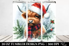 Cool Highland Cow with Santa Hat Clipart Product Image 2
