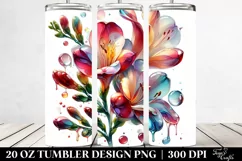Glossy Freesia Watercolor Splash Tumbler Product Image 2