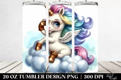 Cute Baby Unicorn Posed as Johnu Bravo | 20 Oz Tumbler Product Image 2