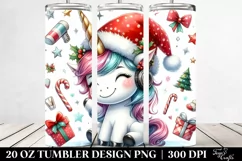 Excited Unicorn with Santa Hat Clipart Product Image 2
