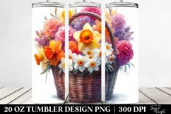 Colorful Watercolor Basket Daffodil Tumbler Product Image 2