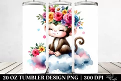 Cartoon-Style Monkey Watercolor 20 oz Tumbler Product Image 2