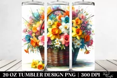 Colorful Watercolor Basket Daffodil Tumbler Product Image 2