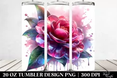 Glossy Camellia Watercolor Splash Tumbler Product Image 2