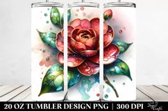 Glossy Camellia Watercolor Splash Tumbler Product Image 2