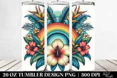 tropical Flower Rainbow Clipart | 20 oz Tumbler Product Image 2