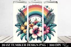 tropical Flower Rainbow Clipart | 20 oz Tumbler Product Image 2