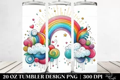 Colorful Whimsical Rainbow Clouds | 20 oz Tumbler Product Image 2