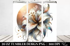 Abstract Shiny Lily Golden Round Wood | 20 oz Tumbler Product Image 2