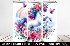 Vibrant Cute Unicorn Jumping Drawing | 20 oz Tumbler Product Image 2