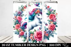 Vibrant Cute Unicorn Jumping Drawing | 20 oz Tumbler Product Image 2