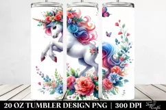 Vibrant Cute Unicorn Jumping Drawing | 20 oz Tumbler Product Image 2
