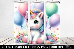 Baby Unicorn Balloons Tumbler sublimation Clipart Product Image 2