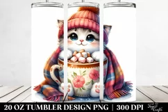 Cute Cat with Cozy Hot Cocoa, 20 Oz Tumbler Product Image 2