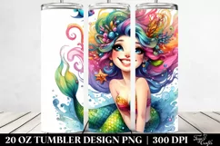 Vibrant Mermaid Smiling Drawing | 20 oz Tumbler Product Image 2