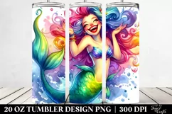 Vibrant Mermaid Smiling Drawing | 20 oz Tumbler Product Image 2