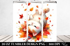 Colorful Cute Cat Autumn Tumbler Design | 20 oz Tumbler Product Image 2