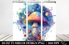 Colorful Watercolor Magical Celestial Astral Mushroom Product Image 2