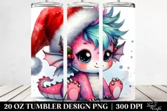 Expressive Baby Dragon with Santa Hat Clipart Product Image 2