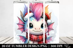 Cute Baby Dragon in Santa Hat Sublimation Clipart Product Image 2