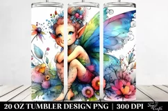 Vibrant Fairy Sitting Drawing | 20 oz Tumbler Product Image 2