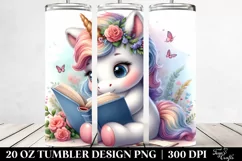 Cute Baby Unicorn Reading | 20 oz Tumbler Product Image 2