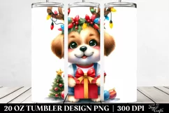 Colorful Puppy with Reindeer Horns, Transparent 20 Oz Product Image 2