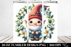 Cute Gnome Smiling with Gardenia Clipart Product Image 2