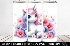 Cute Baby Unicorn Watercolor | 20 Oz Tumbler Product Image 2