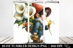 Detailed Gnome with Calla Lily Bouquet | 20 oz Tumbler Product Image 2