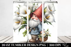 Detailed Gnome with Calla Lily Bouquet | 20 oz Tumbler Product Image 2
