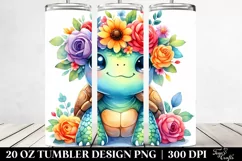 Cute Cartoon-Style Turtle | 20 oz Tumbler Product Image 2