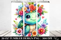 Cute Cartoon-Style Turtle | 20 oz Tumbler Product Image 2