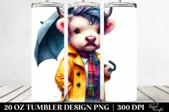 Modest Baby Highland Cow with Raincoat | 20 oz Tumbler Product Image 2