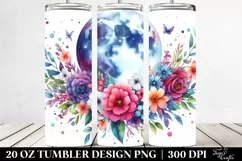 Vibrant Whimsical Moon with Flowers | 20 oz Tumbler Product Image 2