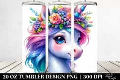 Cute Baby Unicorn with Wreath Clipart Product Image 2