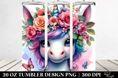 Cute Baby Unicorn with Wreath Clipart Product Image 2
