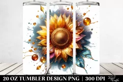 20 Oz Tumbler Sublimation | Shiny Watercolor Splash Product Image 2