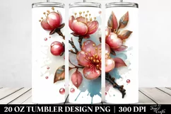 20 Oz Tumbler Sublimation | Glossy Watercolor Splash Cherry Product Image 2