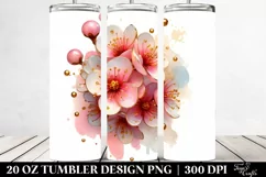 20 Oz Tumbler Sublimation | Glossy Watercolor Splash Cherry Product Image 2