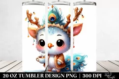 Cute Baby Peacock with Reindeer Horns 20 Oz Tumbler Product Image 2