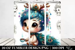 Cute Baby Peacock with Reindeer Horns 20 Oz Tumbler Product Image 2