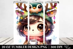 Cute Baby Peacock with Reindeer Horns 20 Oz Tumbler Product Image 2
