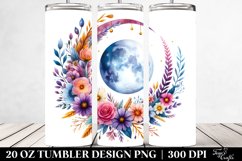 Vibrant Boho Moon with Flowers | 20 oz Tumbler Product Image 2