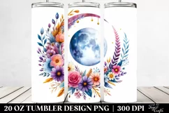 Vibrant Boho Moon with Flowers | 20 oz Tumbler Product Image 2